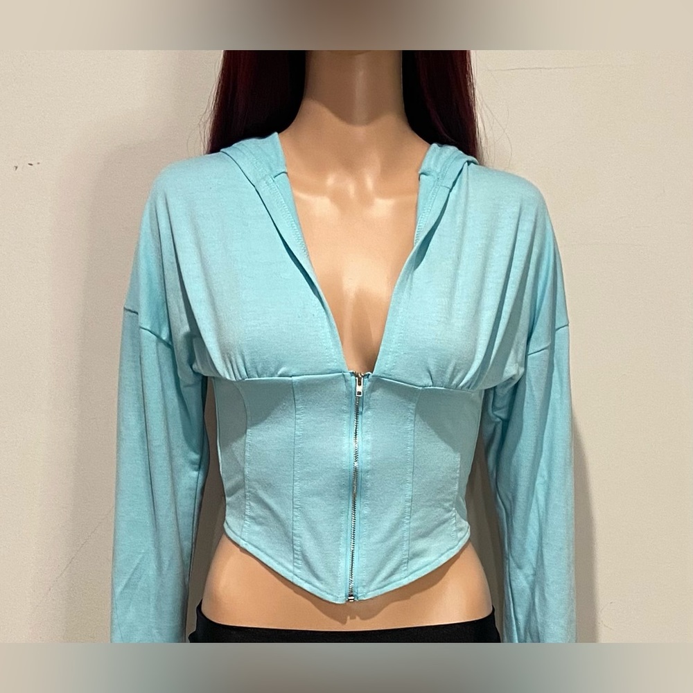 Light Blue Cropped Hoodie